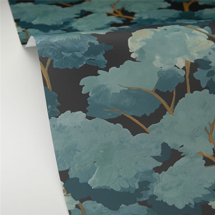 Caselio|Emerald green watercolor forest wallpaper|Floral