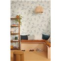 Caselio|Blue leaf pattern wallpaper, Scandinavian style|Floral