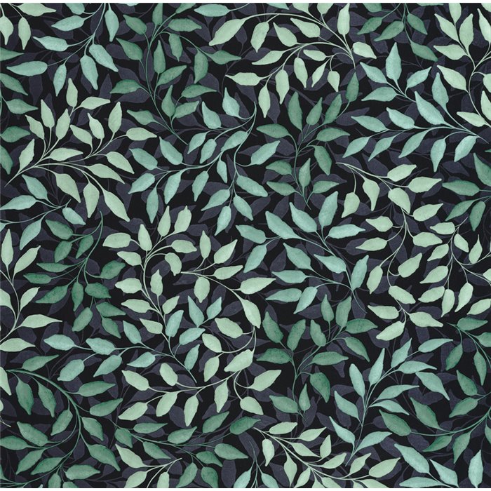 Caselio|Papel pintado estampado hojas verde esmeralda|Papel Pintado