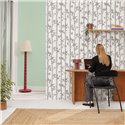 Caselio|Papier peint arbres noir et blanc, style scandinave|Floral