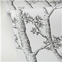 Caselio|Papier peint arbres noir et blanc, style scandinave|Floral