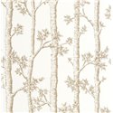 Caselio|Papel pintado grabado de árboles beige estilo minimalista|Papel Pintado