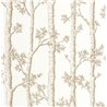 Caselio|Papel pintado grabado de árboles beige estilo minimalista|Papel Pintado