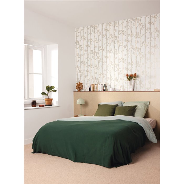 Caselio|Papier peint gravure d’arbres beige, style minimaliste|Papier Peint