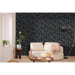 Khroma|Florale Tapete Beige und Grau mit Glanzakzenten|Tapeten 2