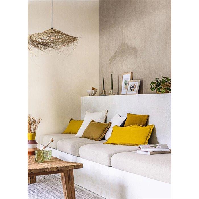 Caselio|Papier peint pour salon fibres naturelles tons clairs|Imitation Raphia