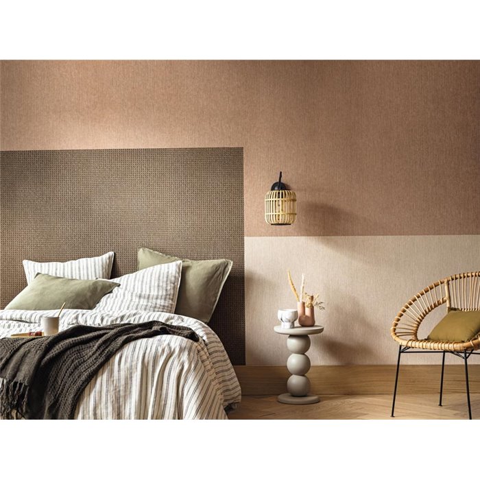 Caselio|Papier peint marron effet fibres naturelles de sisal|Imitation Raphia