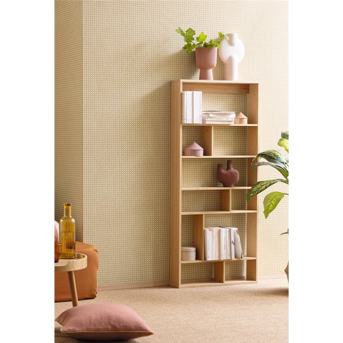 Caselio|Papier peint treillis d’osier tressé beige|Imitation Raphia