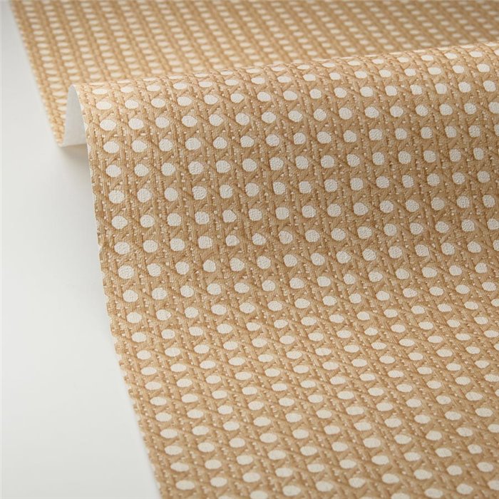 Caselio|Beige braided wicker mesh wallpaper|Raffia Imitation