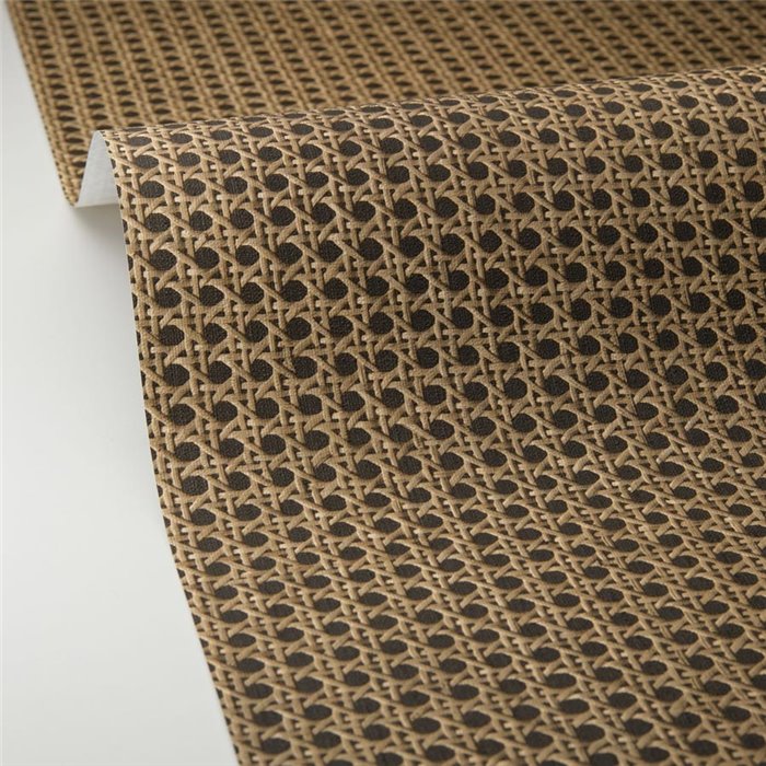 Caselio|Black braided wicker mesh wallpaper|Raffia Imitation
