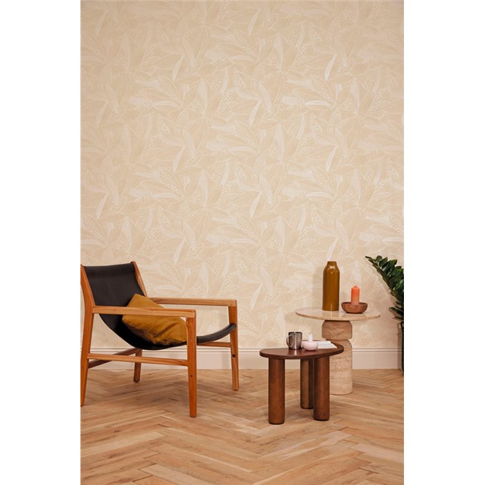 Caselio|Moderne Tapete mit überlappenden Blättern Sandbeige|Tapeten