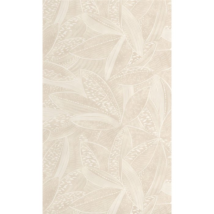 Caselio|Modern wallpaper with overlapping sand beige leaves|Wallpaper