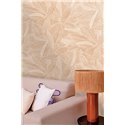 Caselio|Papier peint floral pour salon avec motif de feuilles marron|Papier Peint
