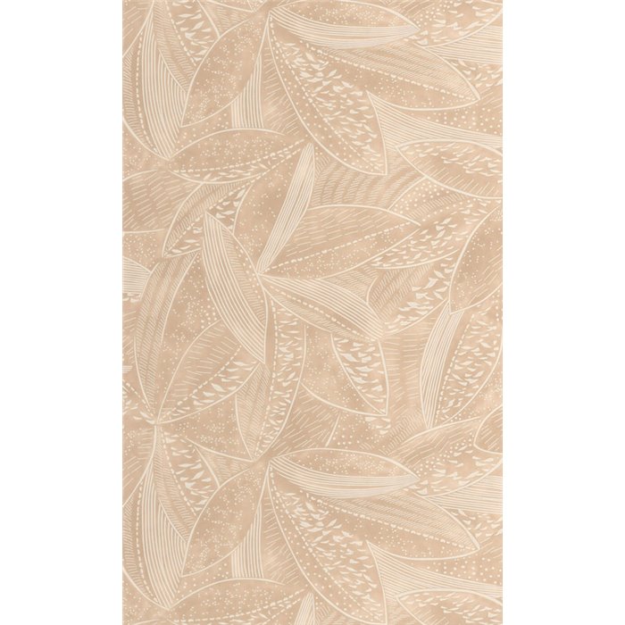 Caselio|Papel pintado floral para salón, estampado hojas marrón|Papel Pintado