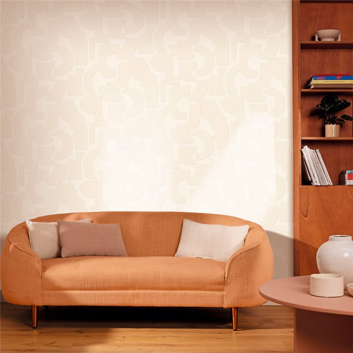 Caselio|Geometric white 3D effect wallpaper|Wallpaper