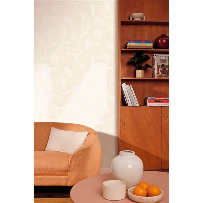 Caselio|Geometric white 3D effect wallpaper|Wallpaper