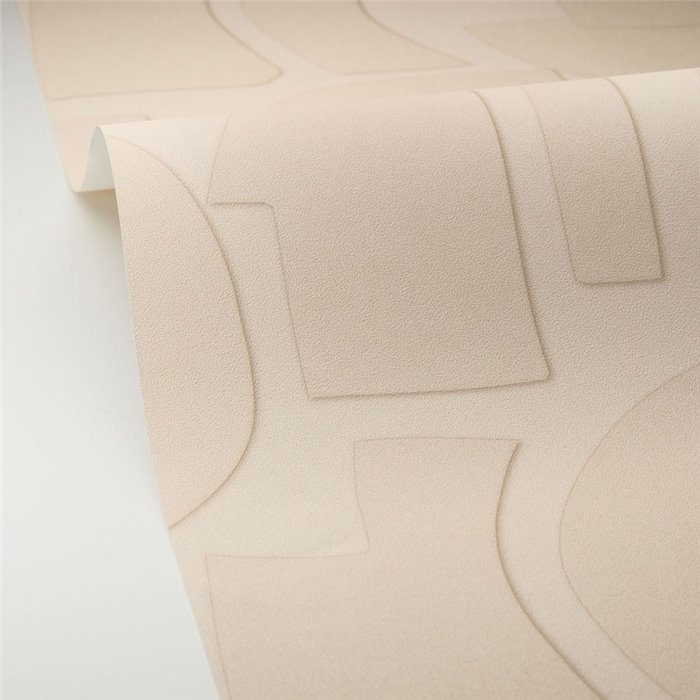 Caselio|Papier peint géométrique 3D beige clair|Papier Peint