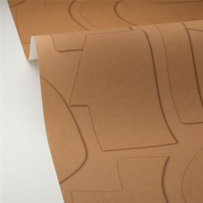 Caselio|Papier peint géométrique 3D marron pour salon moderne|Papier Peint