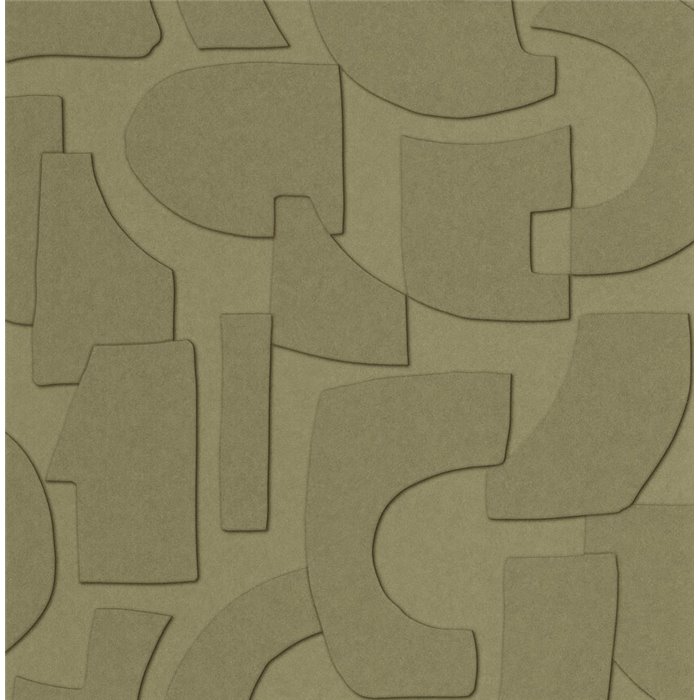 Caselio|Papel pintado moderno verde con figuras geométricas 3D|Papel Pintado