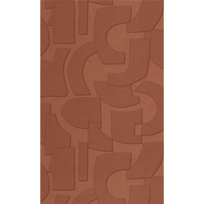 Caselio|Modern caldera red wallpaper with 3D geometric shapes|Wallpaper