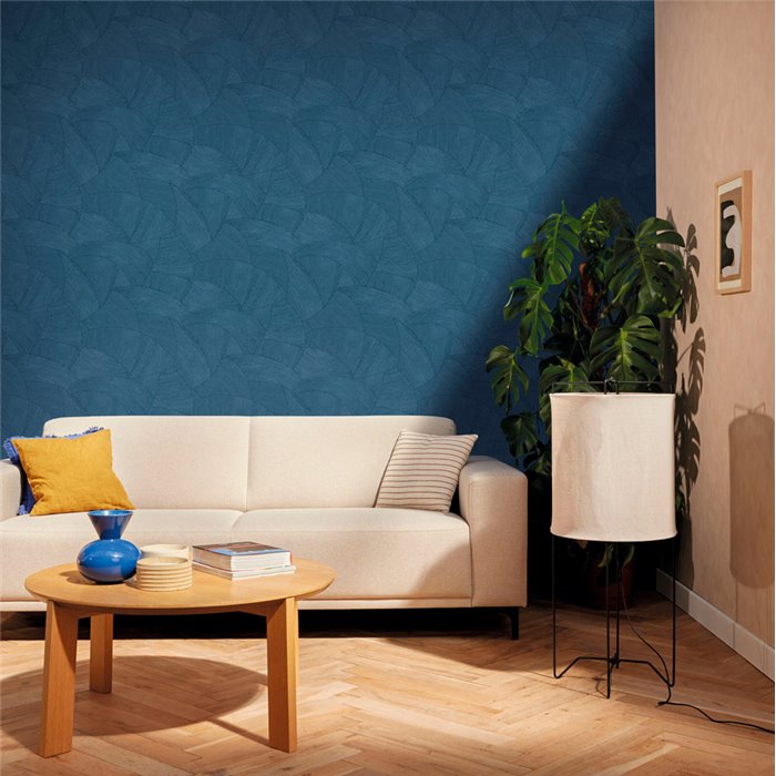 Papel pintado moderno azul con formas abstractas - Caselio Origine 106066003