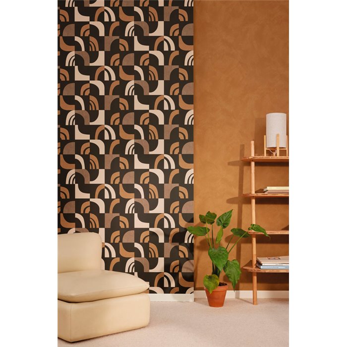 Caselio|Papel pintado moderno patrón geométrico negro|Papel Pintado