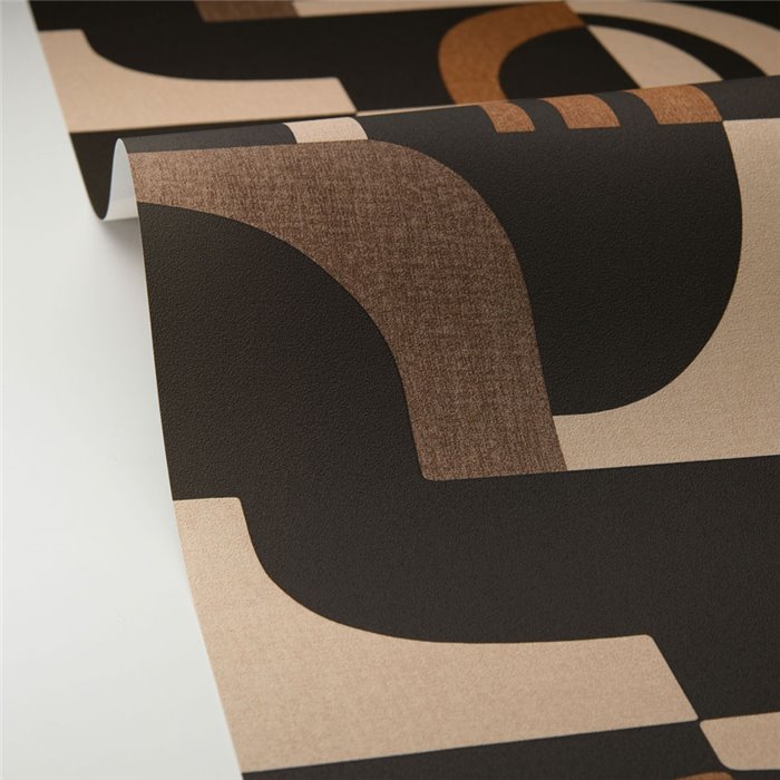 Caselio|Papel pintado moderno patrón geométrico negro|Papel Pintado