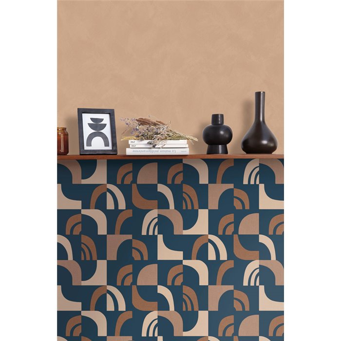 Caselio|Papel pintado geométrico azul, diseño moderno|Papel Pintado