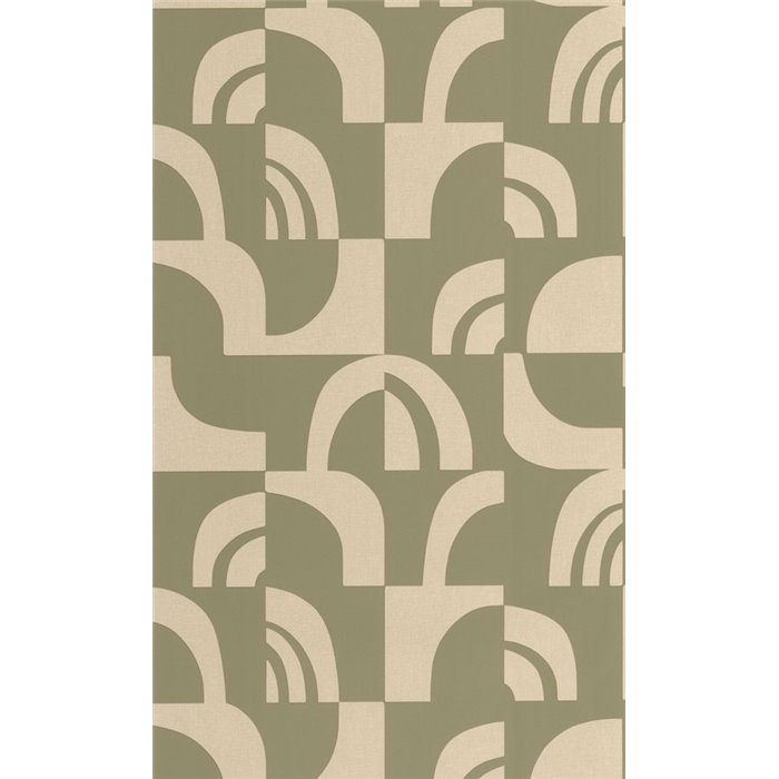 Papel pintado geométrico verde caqui para salón - Caselio Origine 106077177