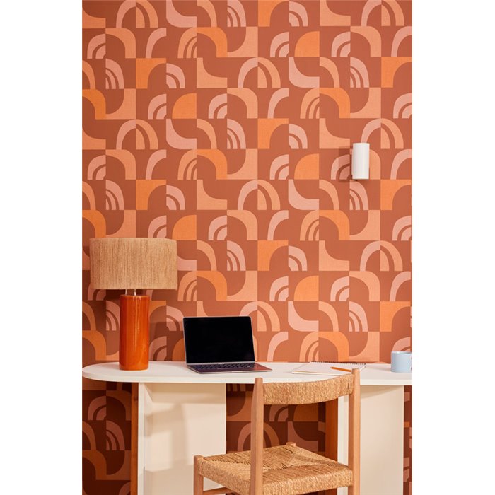 Caselio|Modern terracotta geometric design wallpaper|Wallpaper