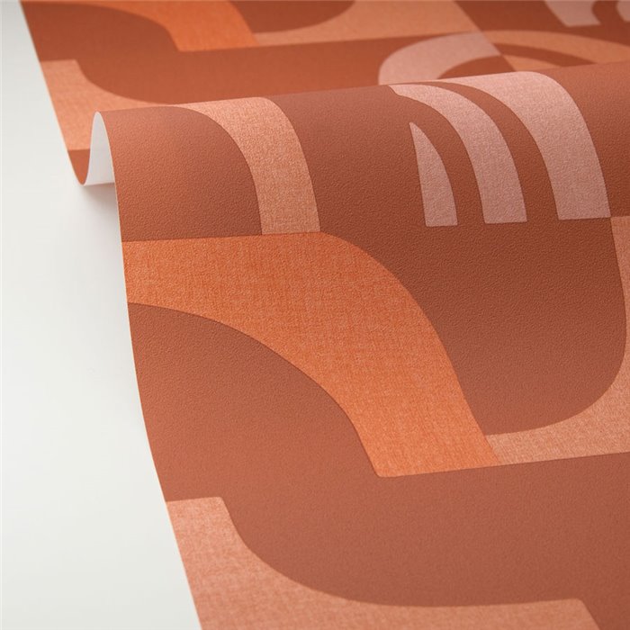 Papel pintado diseño moderno geométrico color terracota - Caselio Origine 106078001