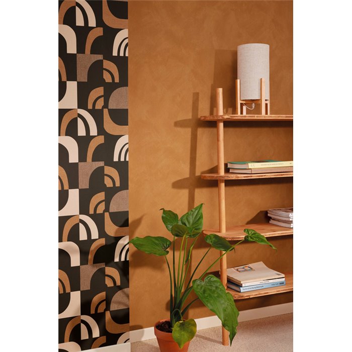 Caselio|Copper brown stucco limewash wallpaper|Wallpaper