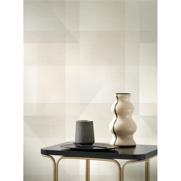 Casadeco|Papel pintado moderno tonos grises y beige, diseño geométrico abstracto|Moderno