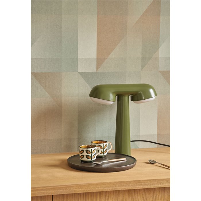 Casadeco|Grüne Tapete im englischen Stil mit geometrischem Design|Tapeten