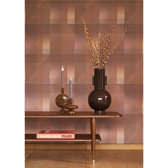 Casadeco|Papel pintado abstracto rojo con un moderno patrón geométrico|Moderno