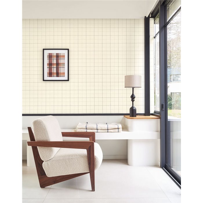 Casadeco|English-style white check wallpaper|Checkered