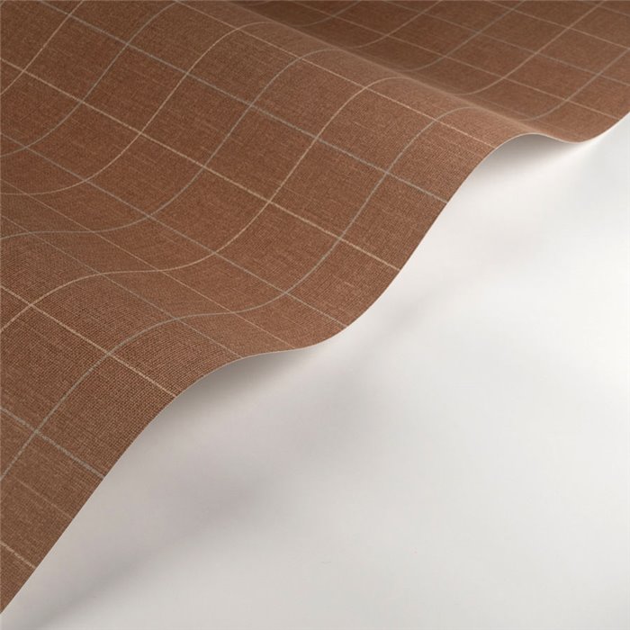 Casadeco|Englische Karotapete in ziegelbraunem Textil-Effekt|Karos