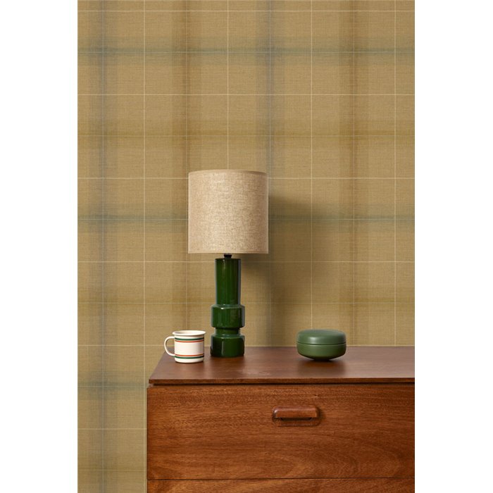 Casadeco|Yellow tartan Scottish check wallpaper|Checkered