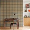 Casadeco|Papier peint à carreaux tartan marron|Carreaux