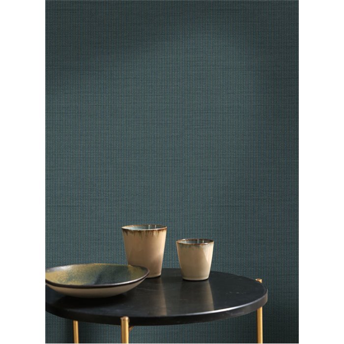Casadeco|Blue herringbone wallpaper with fine stripes|Fabric Imitation