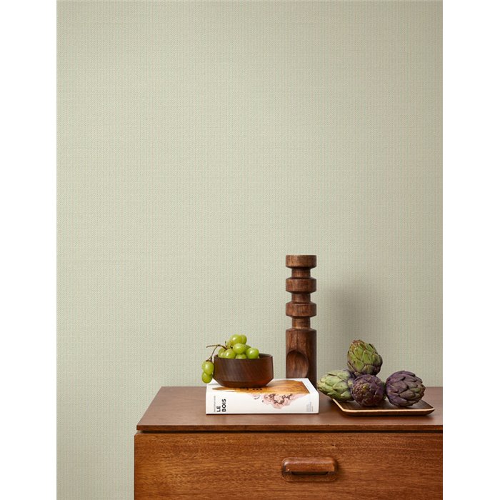 Casadeco|Green herringbone wallpaper|Fabric Imitation