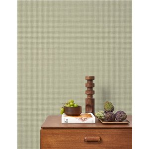 Casamance|Wallpaper ethnic almond green textile patchwork|Checkered 2