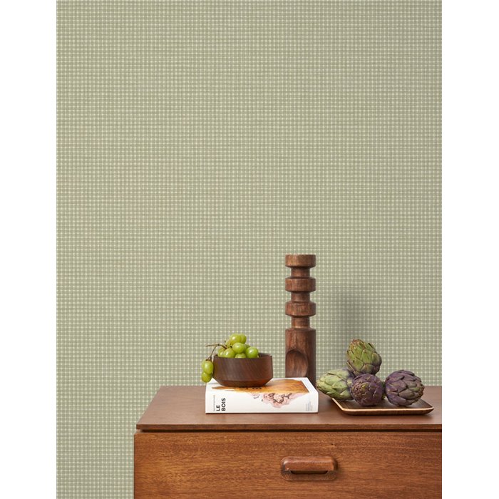 Casadeco|Green gingham wallpaper in English style|Checkered