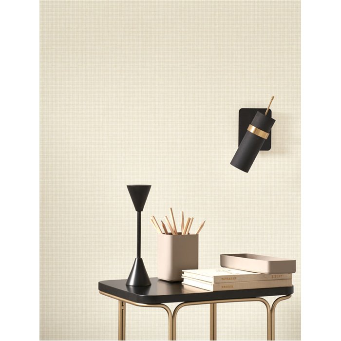 Casadeco|Papier peint petits carreaux vichy beige|Imitation Tissu