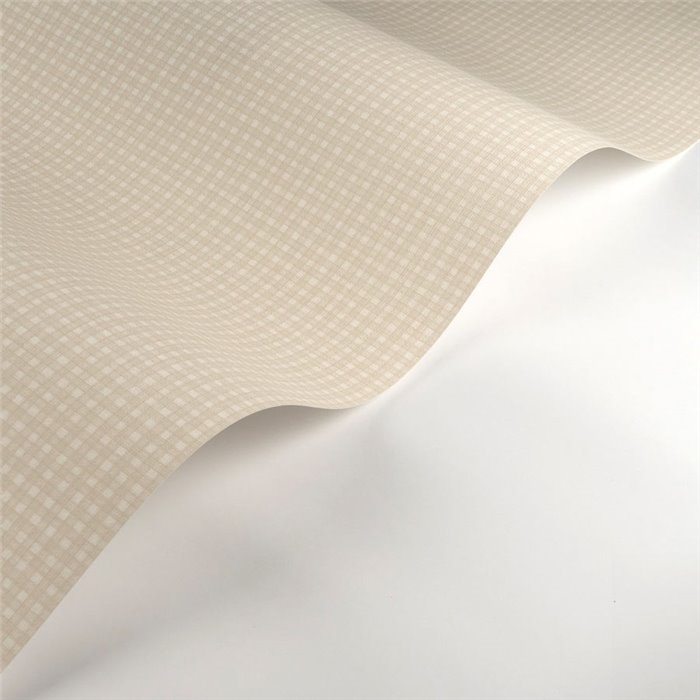 Casadeco|Small beige gingham check wallpaper|Fabric Imitation