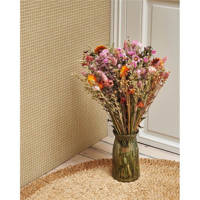 Casadeco|Papier peint petits carreaux vichy jaune|Imitation Tissu