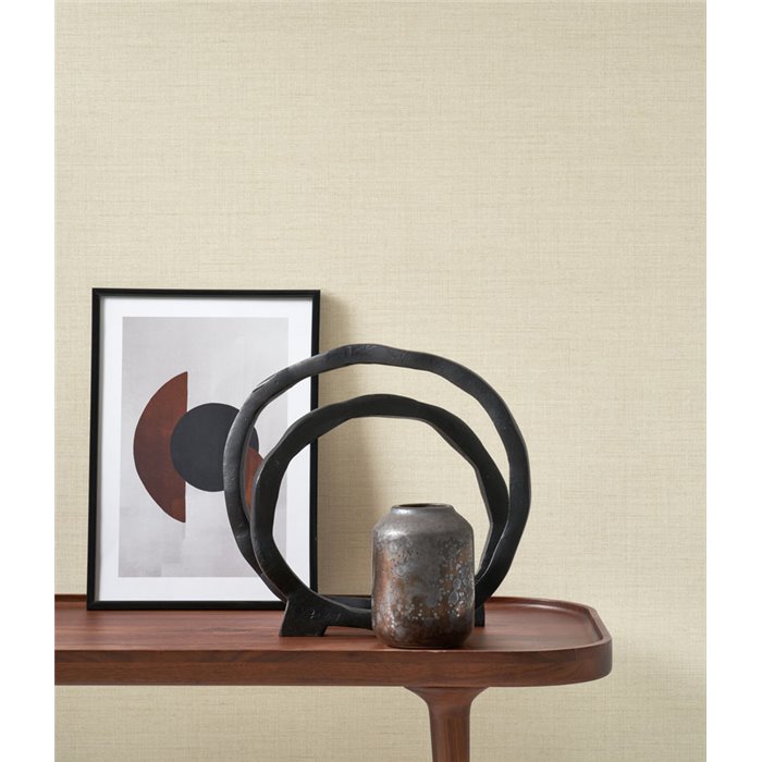 Casadeco|Beige Stoffeffekt-Tapete, ideal für Eingangsbereiche|Textilimitation