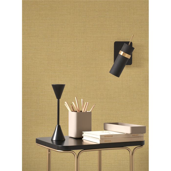 Casadeco|Papier peint effet tissu jaune moutarde|Imitation Tissu