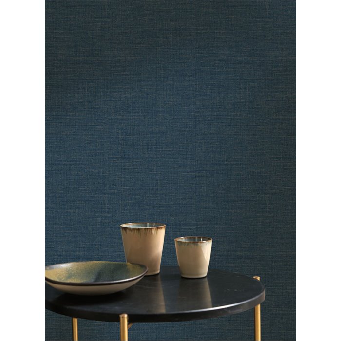 Casadeco|Papier peint effet tissu bleu marbré|Imitation Tissu