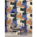Casadeco|Papier peint géométrique style moderne bleu et marron|Moderne